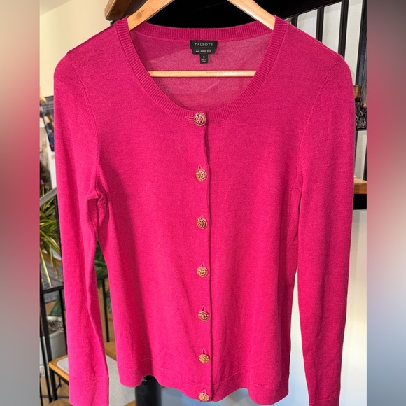 Talbots Women’s Dark Pink Merino Wool Cardigan size S - Picture 1 of 8